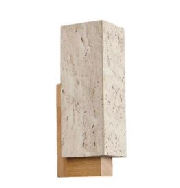 Applique Murale en Pierre Travertin et Bois – Élégance Naturelle et Éclairage Raffiné