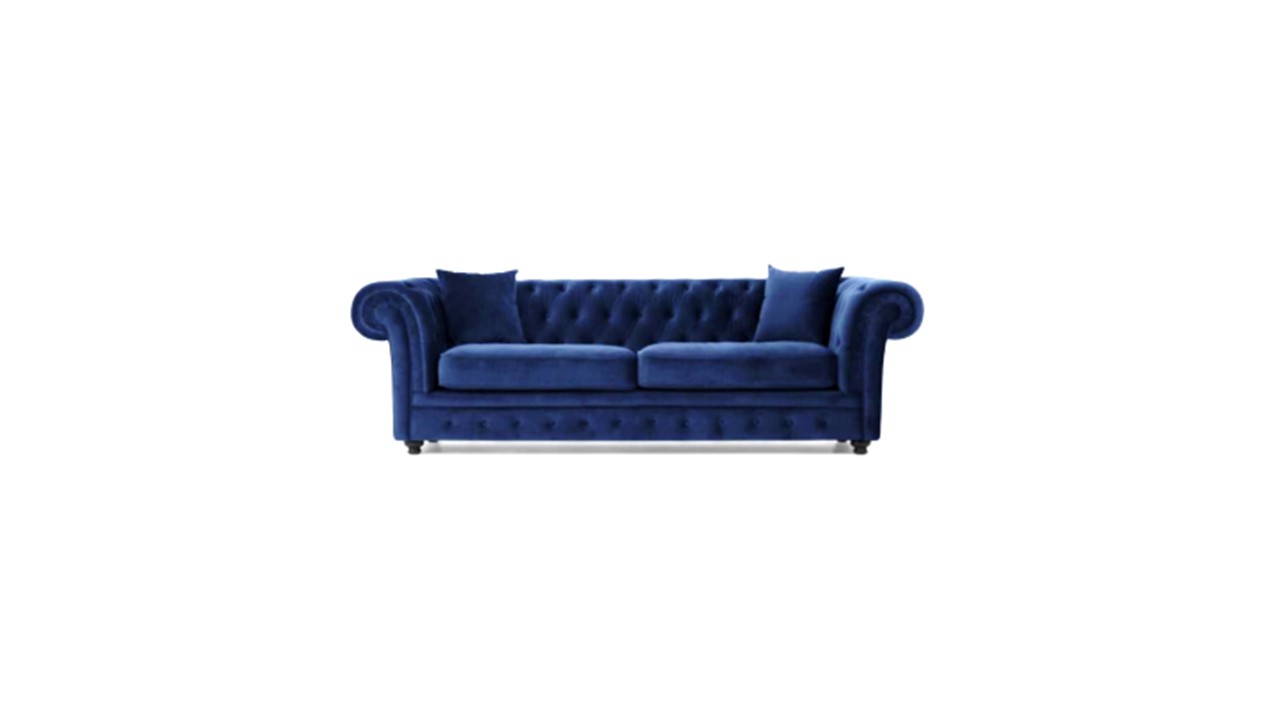 Canapé Chesterfield en Velours Bleu – Élégance Intemporelle et Confort Absolu
