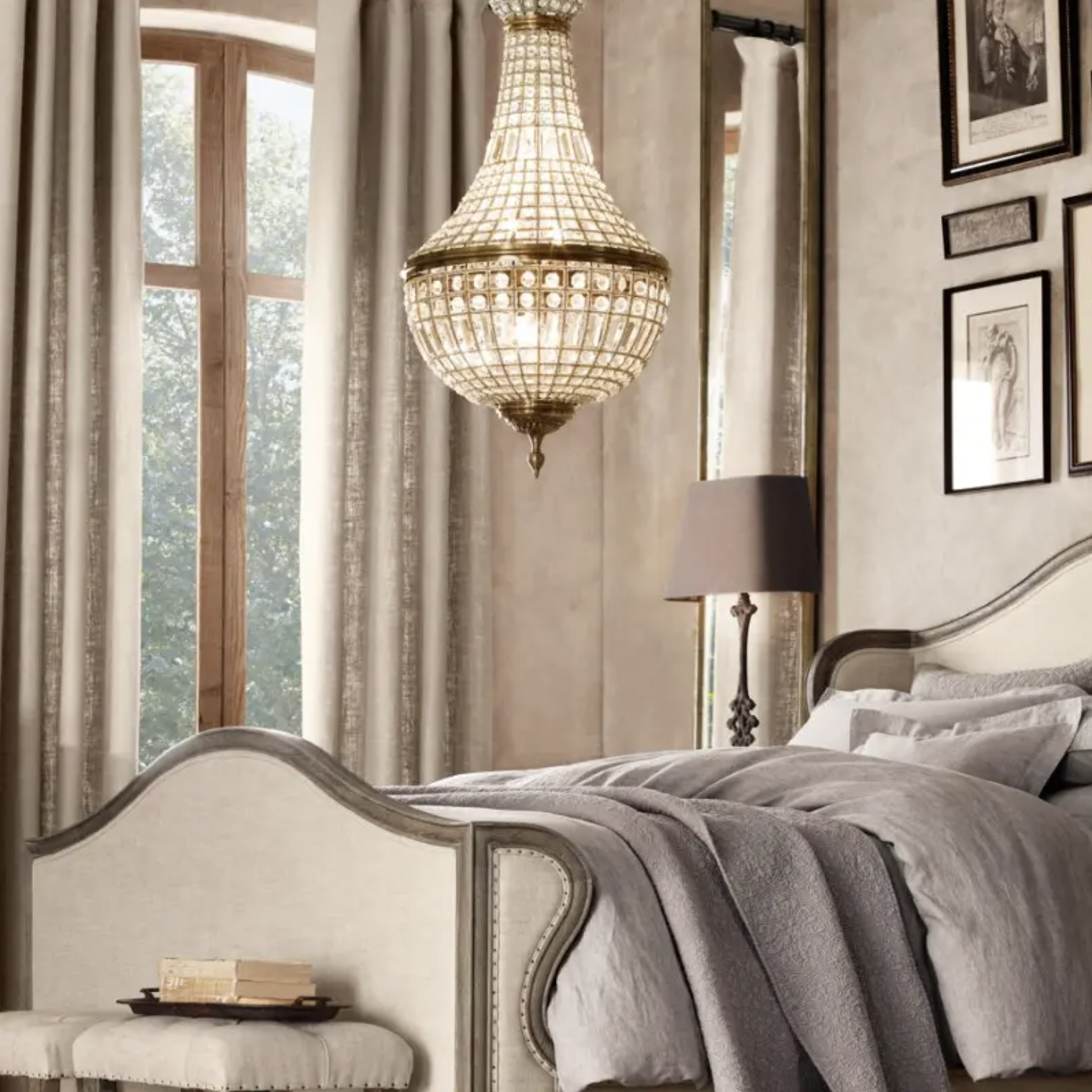 Lustre style Napoléon III en crystal et laiton34x75