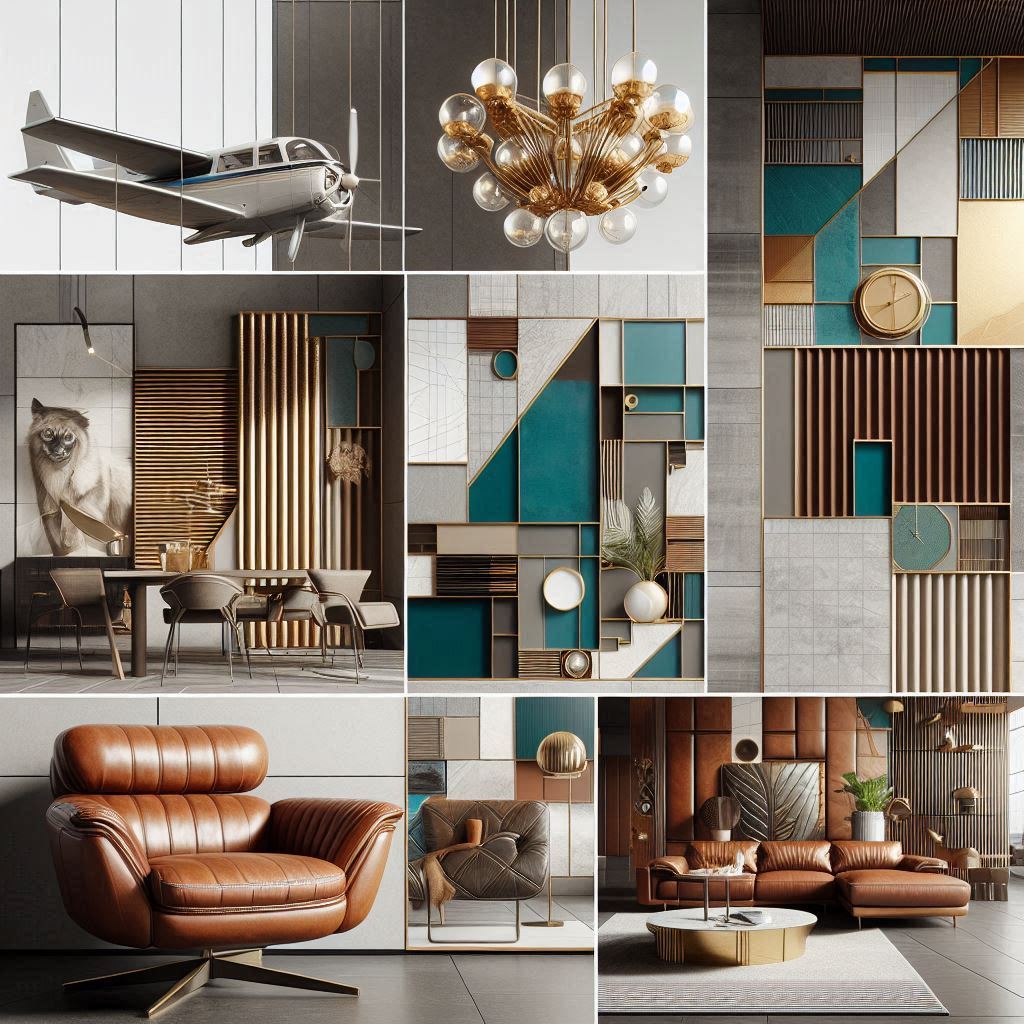 mood board cuir turquoise aviateur